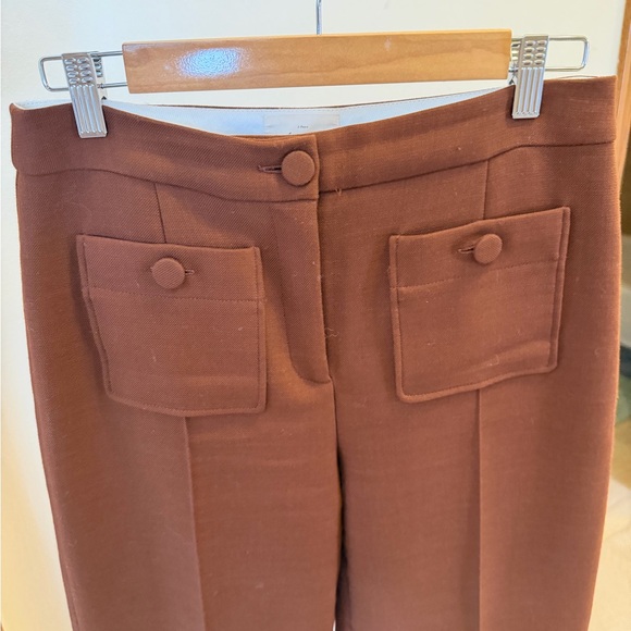 Sezane Caramel Brown High-Waisted Pants - Picture 2 of 7